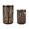 Black & Gold Forest Trees Punched Metal Candle Holder Set